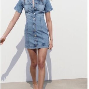 Zara Light Blue Denim Mini Dress
